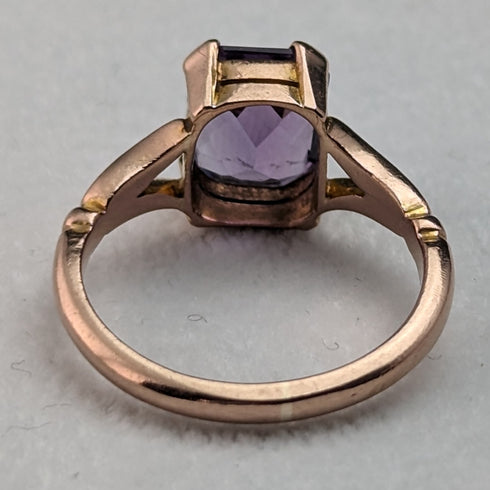 British vintage jewelry amethyst 9ct gold ring